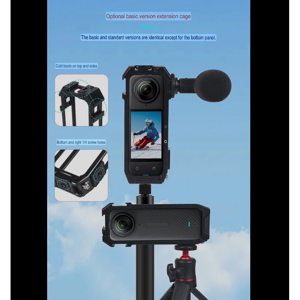 เคส อลูมิเนียม สำหรับ Insta360 X4 X3 X2 มีขาในตัว รูสกรู1/4“ Aluminium Protective Frame for Insta360 X4 X3 เฟรม กรอบเคส thumbnail 8