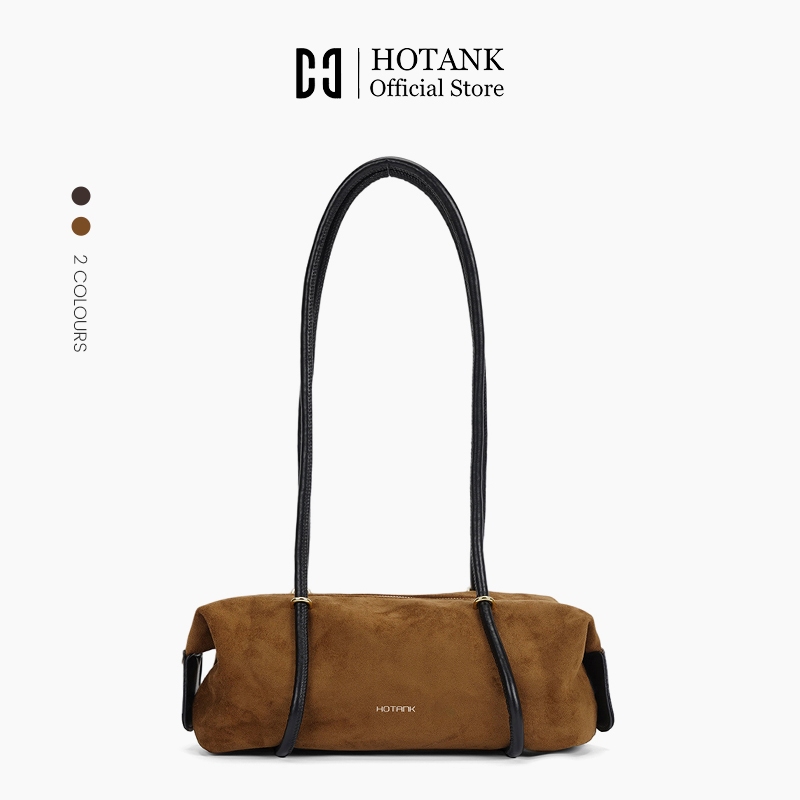HOTANK กระเป๋าบาแกตต์หนังกลับ มินิมอลวินเทจกระเป๋าสตรี