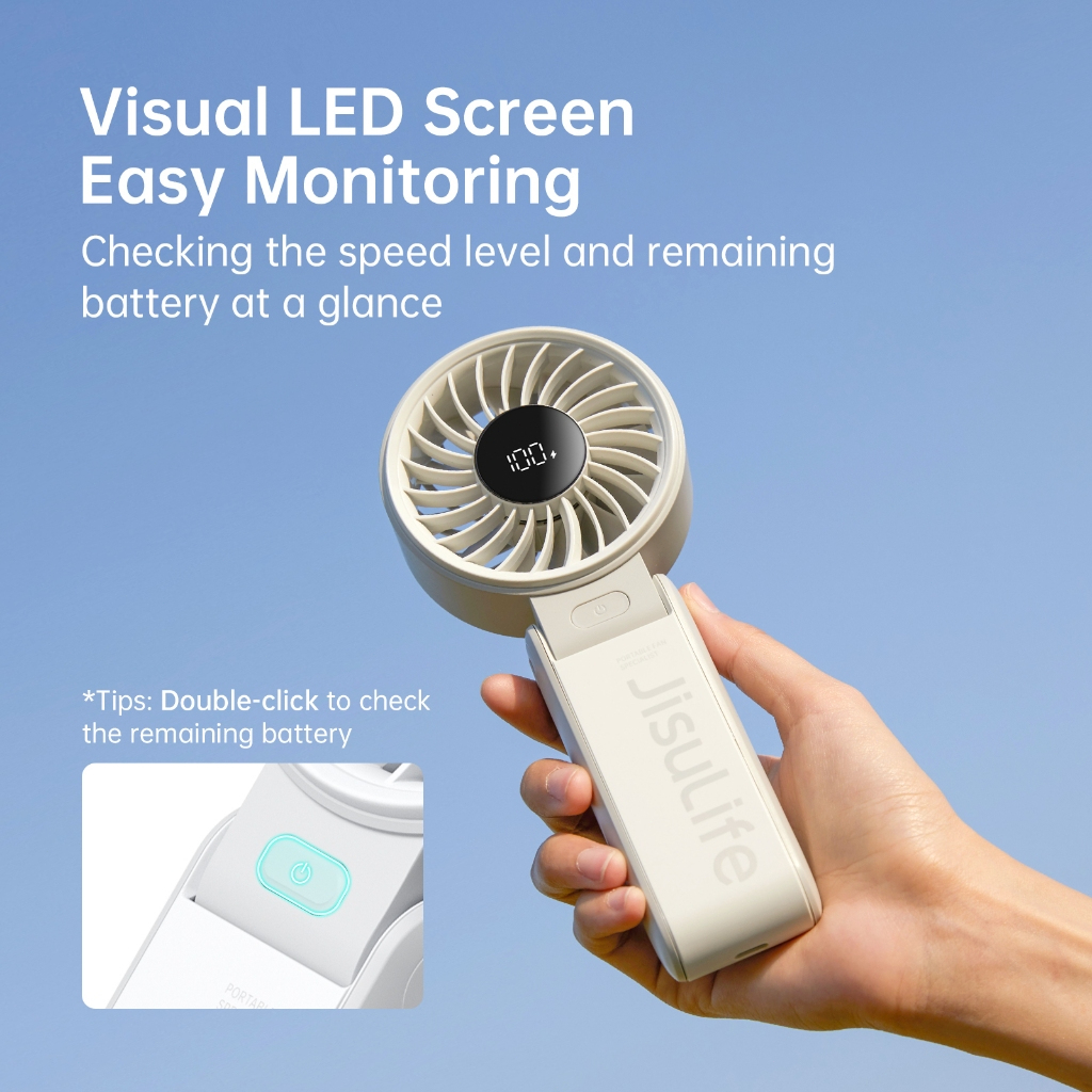 JisuLife Handheld Fan Life7 Mini Fan Portable Rechargeable Fans 5000mAh 19.5h Cooling Time Foldable Hand Fans with 5 Gea ราคา ถูกที่สุด ดีลบีเคเค แกลเลอรีภาพที่ 5
