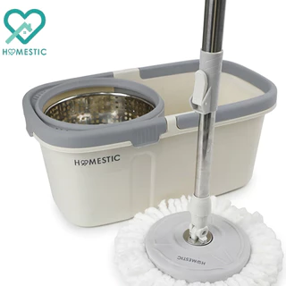HOMESTIC ไม้ถูพร้อมถังปั่น ตัวถัง 2 ระบบ ทำความสะอาดและปั่นแห้ง Spin mop ไม้ม็อบ ชุดถังปั่นม๊อบ