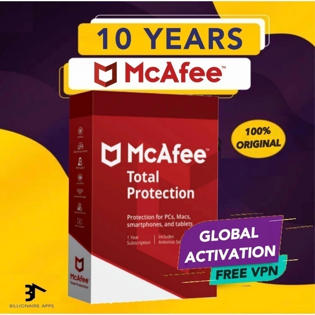 MCAFEE TOTAL PROTECTION | LIVESAFE ORIGINAL ANTIVIRUS LATEST VERSION | 1 - 10 DEVICE 10 YEAR PRODUCT KEY