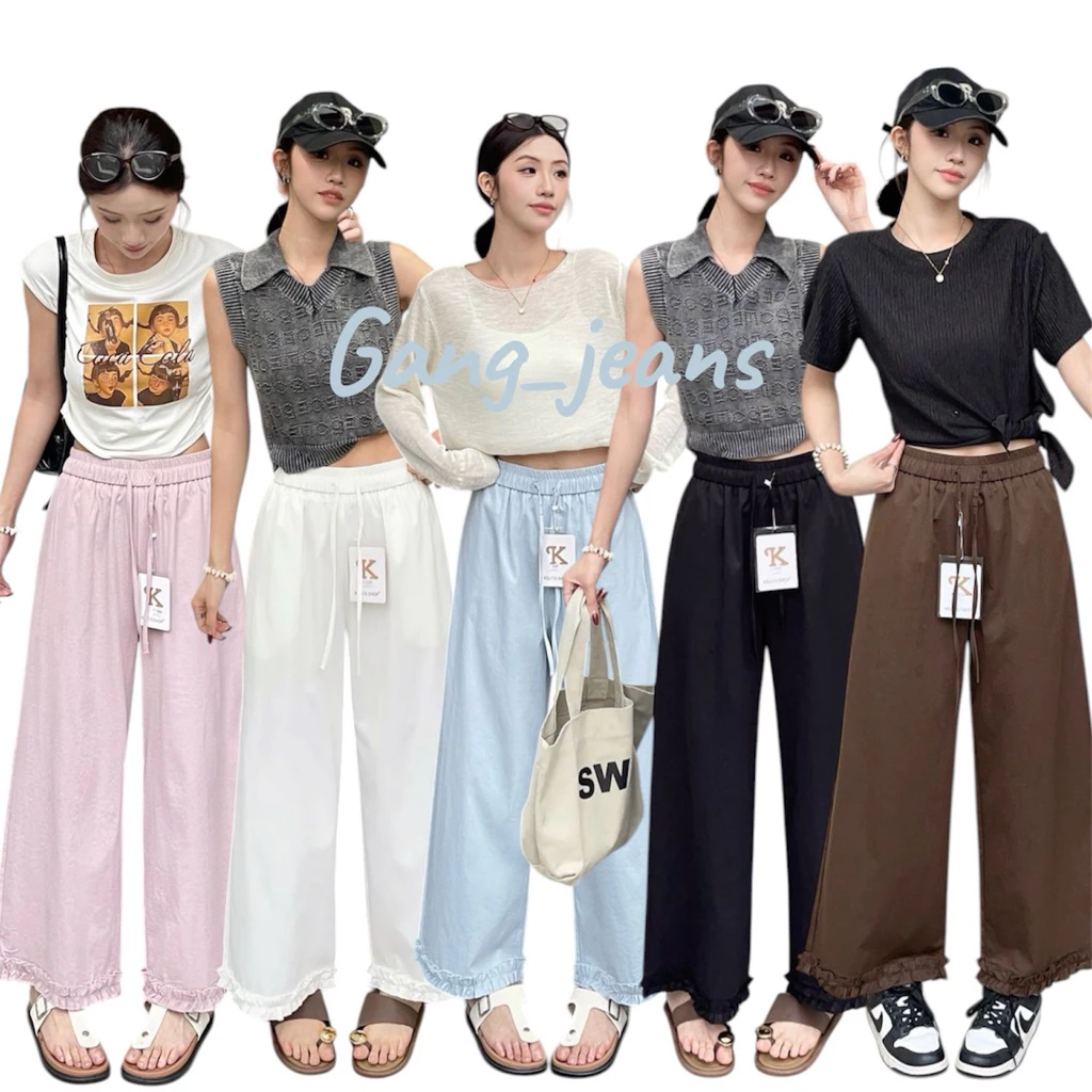 Gang_jeans#26809(K)กางเกงขายาว ทรงขากว้าง เอวยางยืดสไตล์มินิมอล รุ่น Cozy Wide Pants