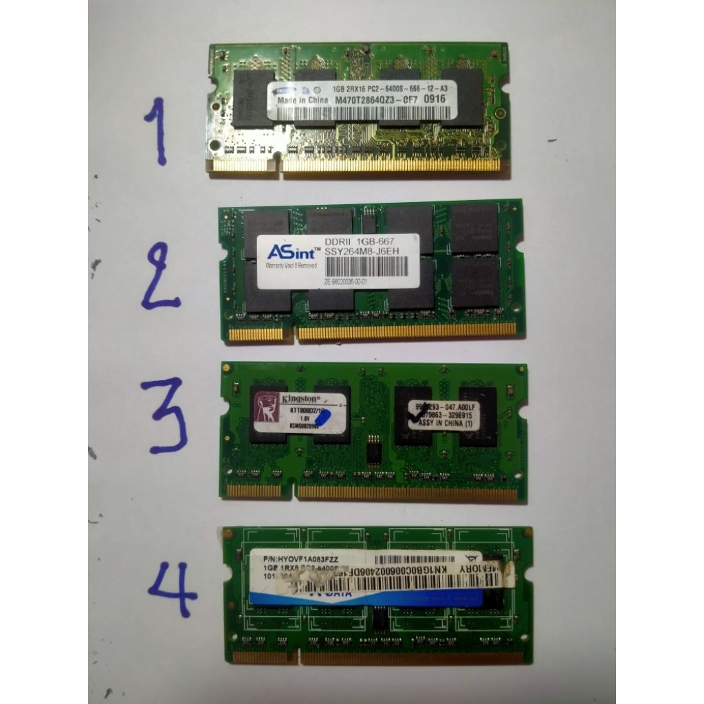 ram ddr2  1gb แรมสำหรับโน๊ตบุ๊คมือสอง คละรุ่น