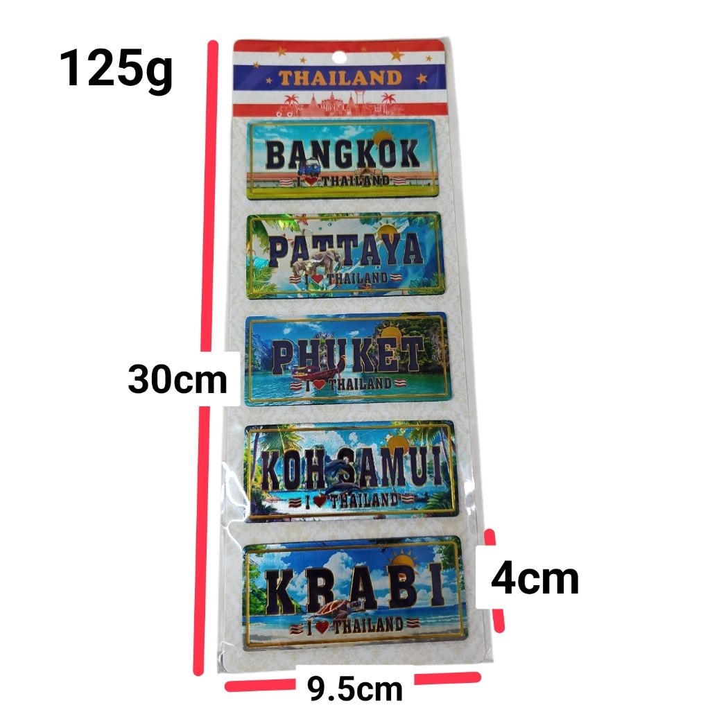 RVแม่เหล็กติดตู้เย็นลายเมืองท่องเที่ยวไทย Bangkok Pattaya Phuket Koh Samui Krabi Magnet Set