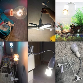 MIMIขาหนีบหลอดไฟ30cm/40cm/50cmขั้วE27สายไฟมาตรฐานมอก หนีบโต๊ะปรับขาโค้งงอได้ ขาสแตนเลสสวิตซ์ปิด-เปิด
