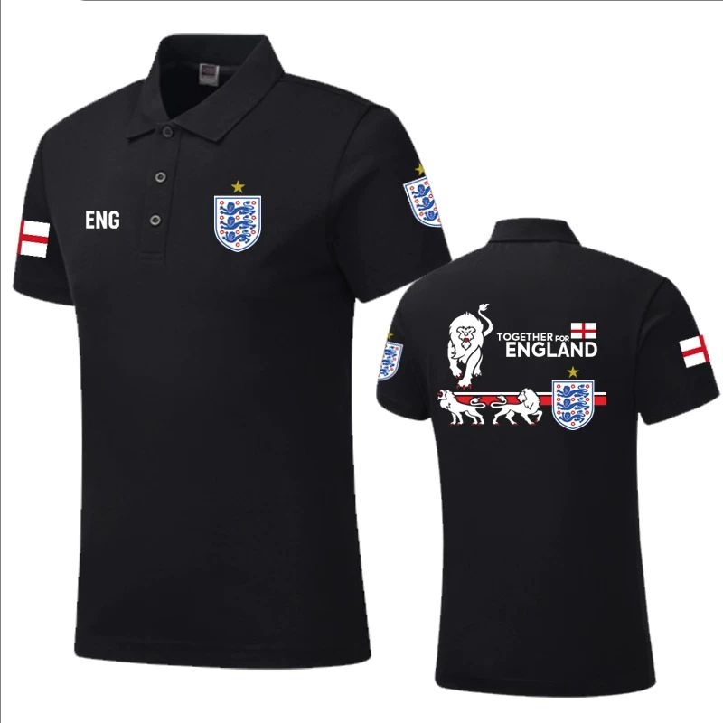 2026 World Cup fans ชุดแฟนฟุตบอลของ Trilions ทีมอังกฤษ เสื้อโปโลแขนสั้นพิมพ์ลายผู้ชาย  การพิมพ์สองด้าน