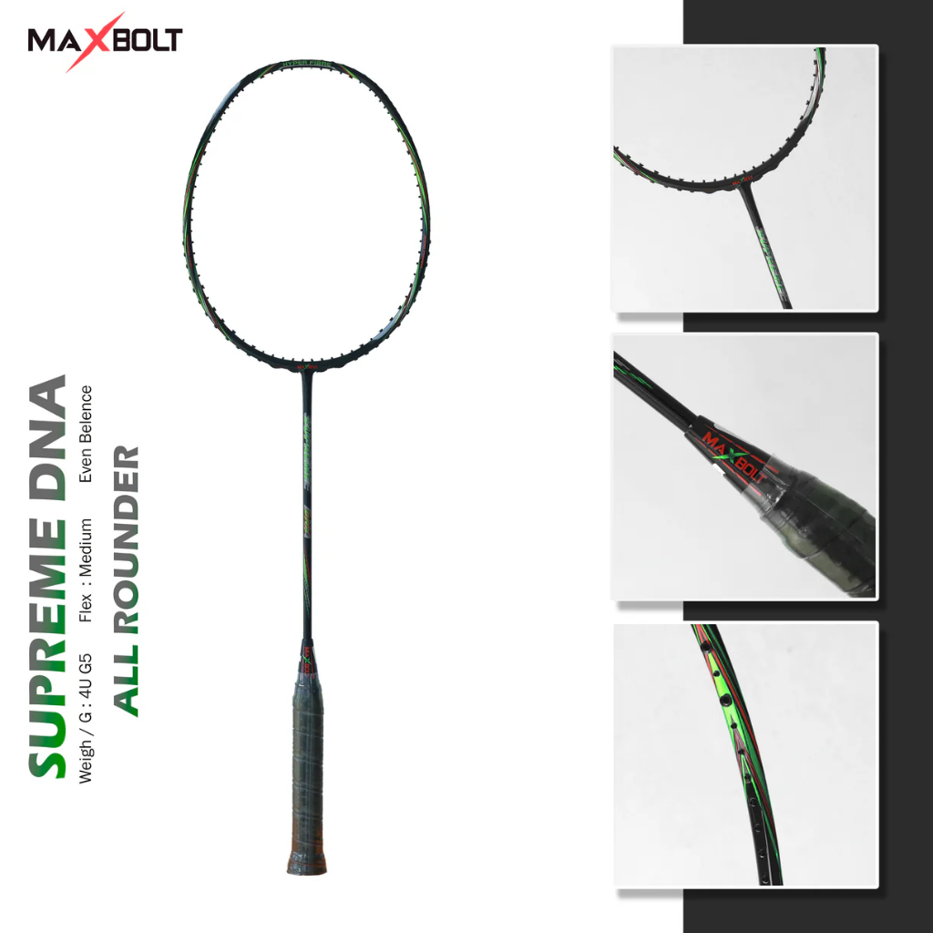 MAXBOLT SUPREME DNA GREEN 4U G5 BADMINTON RACKET
