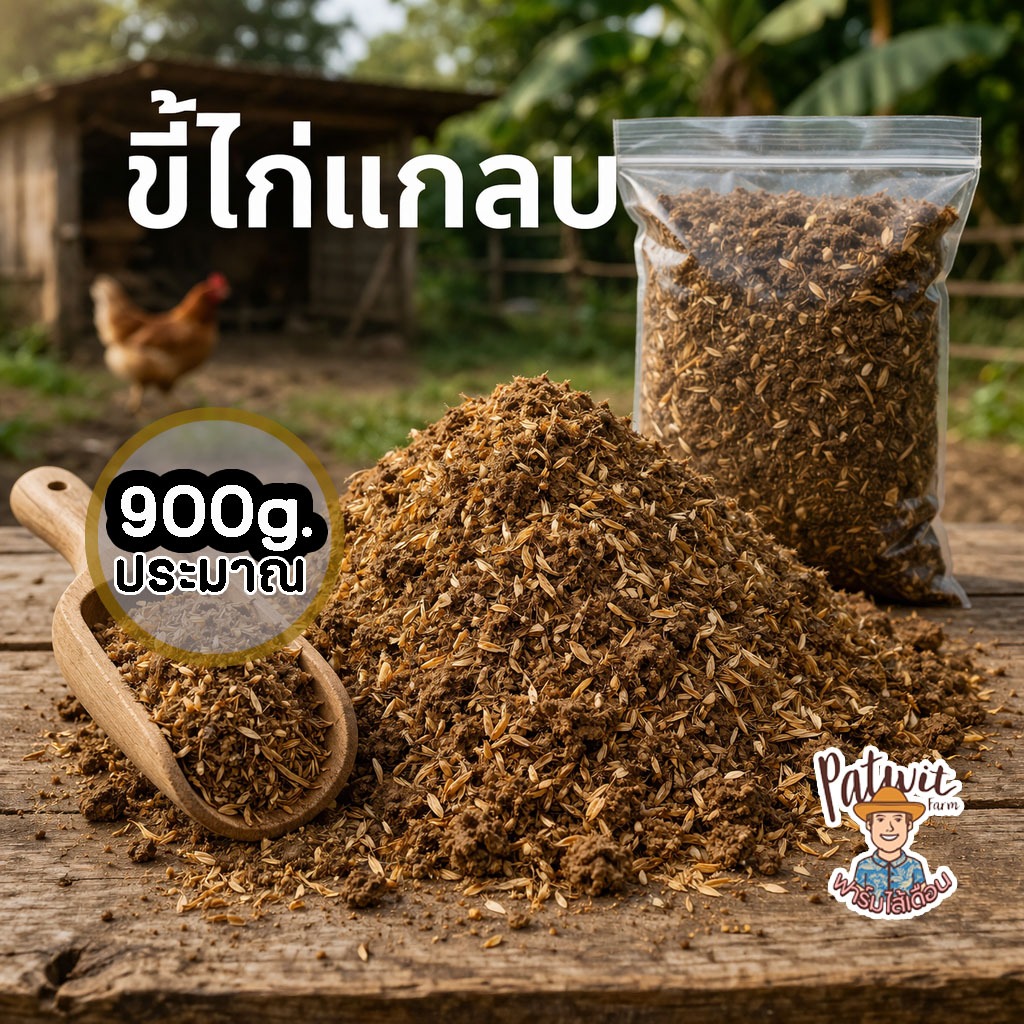 (2ถุง50)ขี้ไก่แกลบ มูลไก่แกลบ 900กรัม. เร่งดอก เร่งผล ฟอสฟอรัสสูง(P)