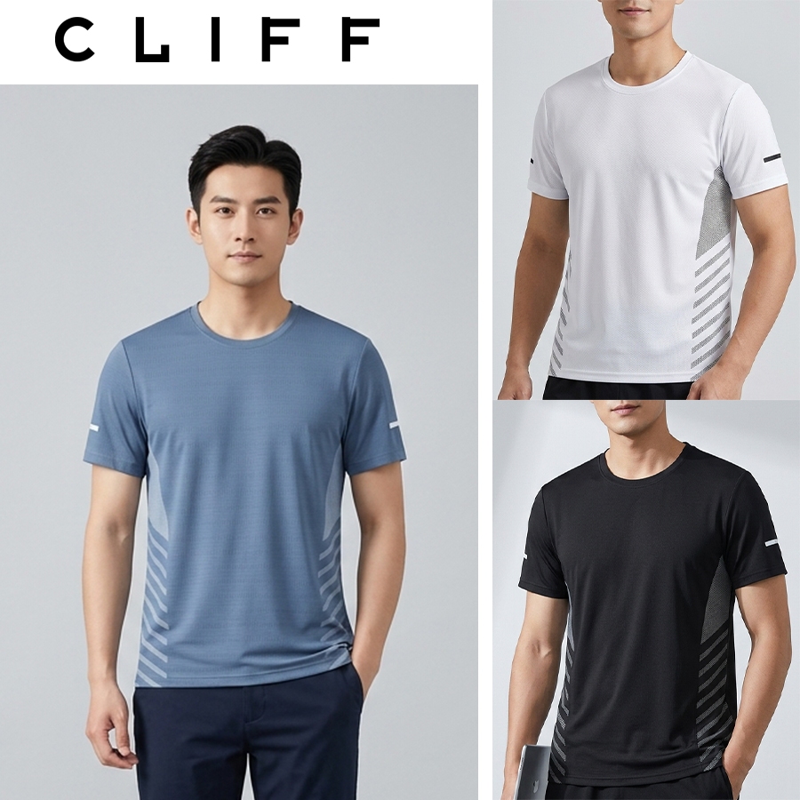 CLIFF เสื้อยืดแห้งเร็ว ผู้ชาย แขนสั้น ใส่ไม่อึกเหงื่อ ทรงหลวม สบายต่อทั้งวัน