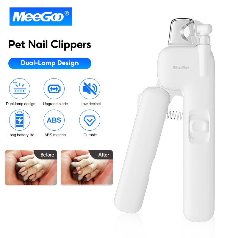 MeeGoo Pet Nail Clipper กรรไกรตัดเล็บสัตว์เลี้ยง มีไฟ LED สําหรับสุนัข แมว พร้อมตะไบในตัว