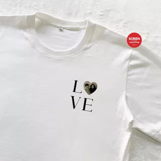เสื้อยืดสกรีนตามสั่ง เสื้อคู่ สกรีนรูปหน้าและข้อความ ผ้า cotton100% | สกรีนอกซ้ายและหลัง