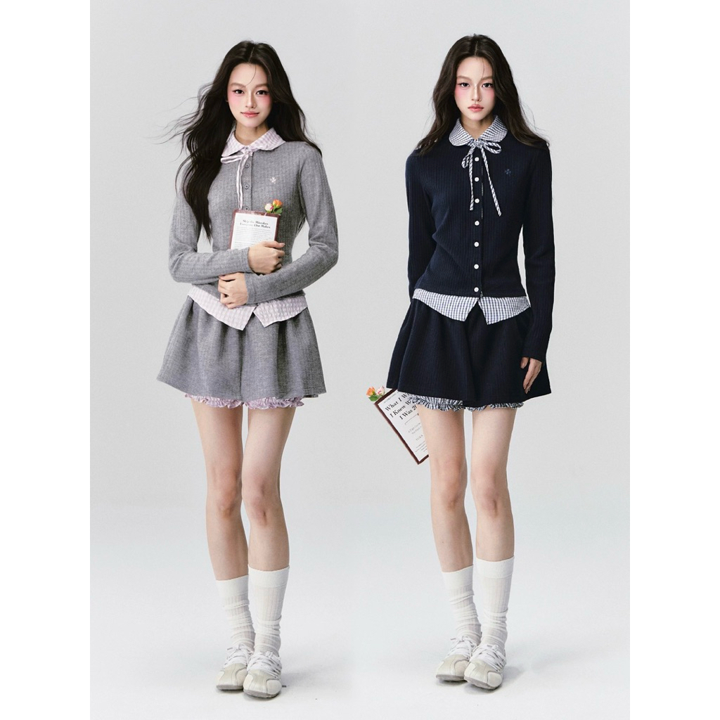 Fragile heart - High School Style Plaid Shirt Dress Set