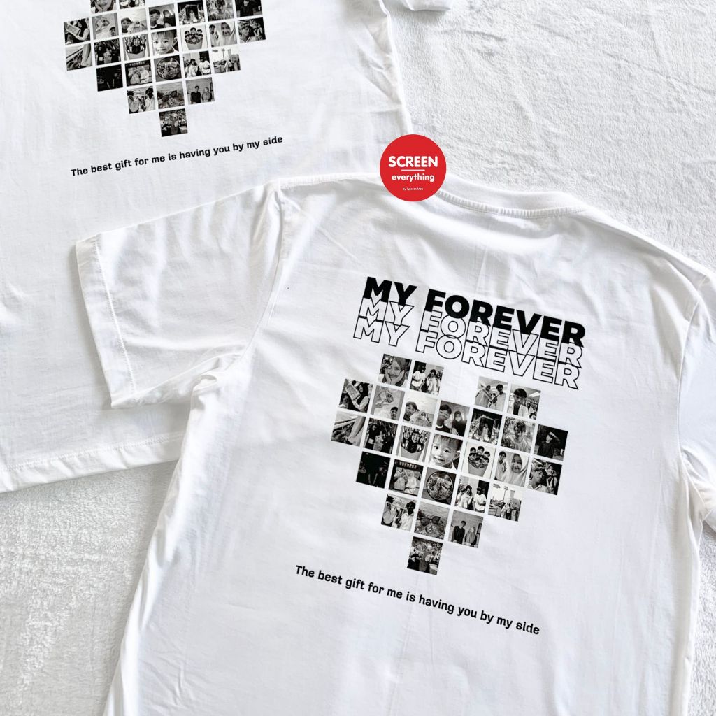 เสื้อยืดสกรีนตามสั่ง เสื้อคู่ สกรีนรูปหน้า และข้อความ ผ้า cotton100% | เสื้อครอบครัว เสื้อวันเกิด