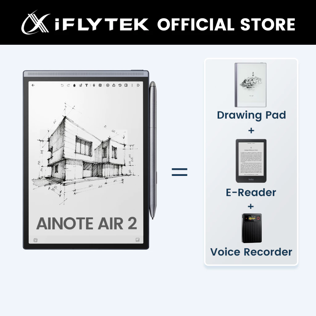 iFLYTEK AINOTE Air 2 แท็บเล็ต E-Ink AI 8.2 นิ้ว สมุดโน้ตดิจิทัล บันทึกเสียง AI พร้อมปากกาสไตลัส eReader