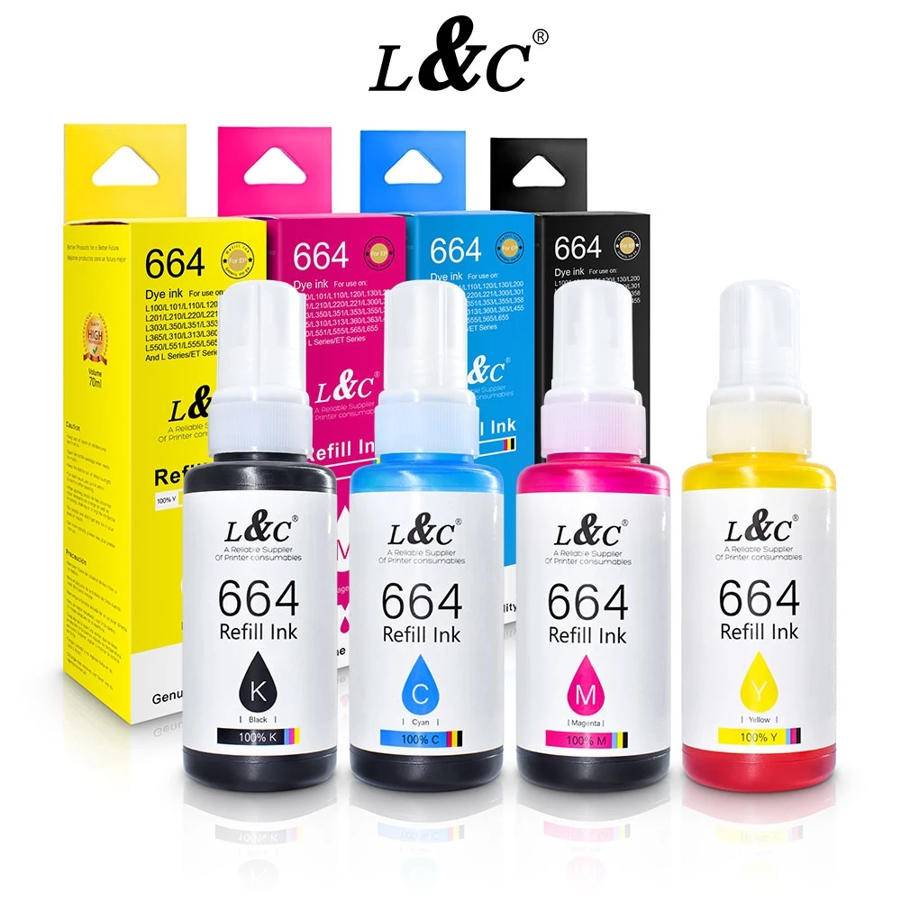 L&C 664 T664 หมึกเติมของ หมึก รุ่น L100 L120 L200 L210 L220 L360 L365 L565 L1300 (ไม่มีกล่อง)