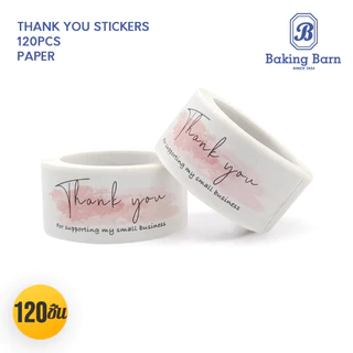 Baking barn (120ดวง/ม้วน) สติ๊กเกอร์ขอบคุณ สติ๊กเกอร์ติดถุงกระดาษ Thank you stickers 2.5x7.5ซม