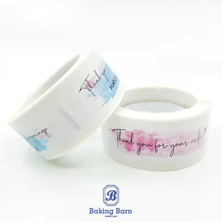 Baking barn (120ดวง/ม้วน) สติ๊กเกอร์ขอบคุณ สติ๊กเกอร์ติดถุงกระดาษ Thank you stickers 2.5x7.5ซม