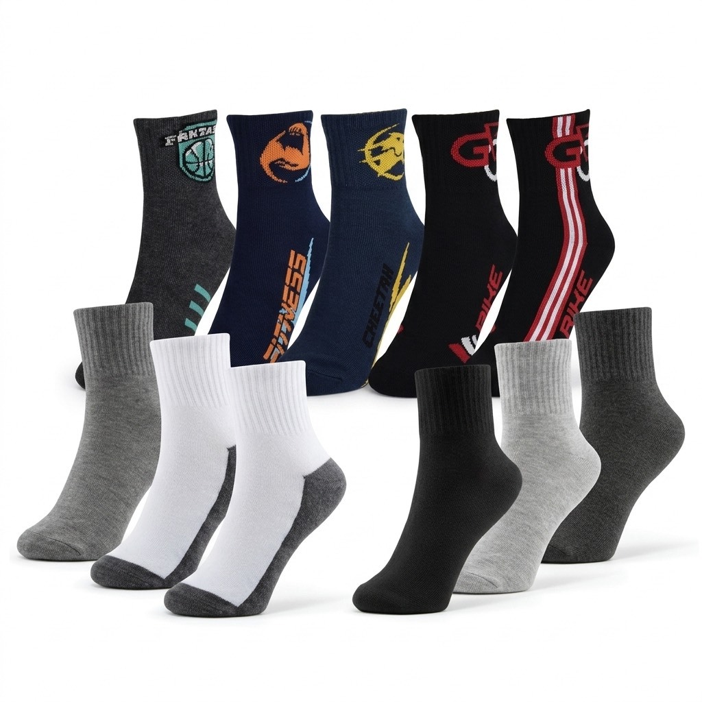 socksy ถุงเท้าทำงาน ถุงเท้าข้อกลาง ฟรีไซส์ ใส่ได้ทั้งชาย หญิง socksy( 12 คู่ )