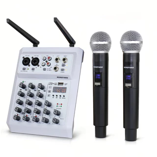 TH 🌟RE-406🌟MAudio Mixer RE-406M 4 ช่อง MIC + ไมค์ไร้สาย 2 ตัว บันทึกเสียง/ลำโพงขยาย KTV คาราโอเกะครบชุด! TZR 🚚จัดส่งจาก