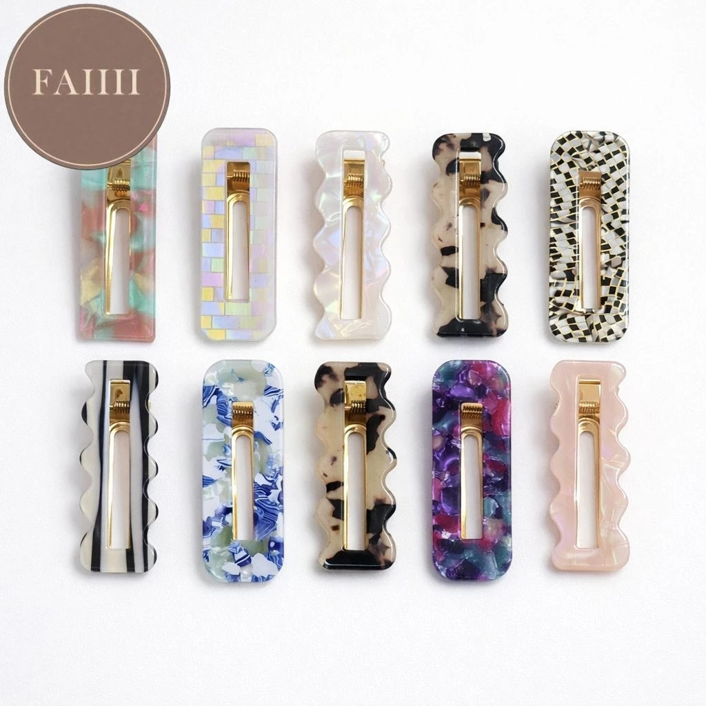 (ราคา1คู่ ) กิ๊บหนีบผมอะคริลิคดีไซน์เรียบ ขอบมน/ลอน ผิวเงา🌟