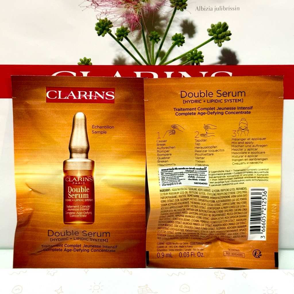 *Clarins* Double serum Complete Age-Defying concentrate 0.9ml ของแท้💯 มี สคบ ป้ายไทย