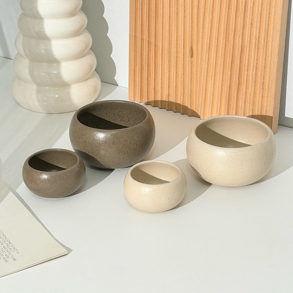 Goodsceramics 🥣Wabi-sabi Speckled Ceramic ชามเซรามิกอเนกประสงค์ สไตล์ญี่ปุ่น Wabi-sabi พร็อพถ่ายรูป แต่งบ้านคุมโทน MUJI