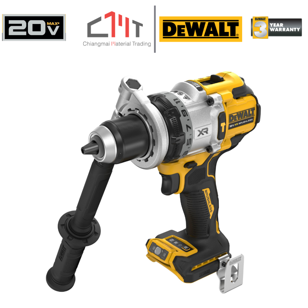 DEWALT สว่านกระแทกไร้สาย 20V Max รุ่นพรีเมียม 3 สปีด No.DCD1007N-B1 (เครื่องเปล่า)