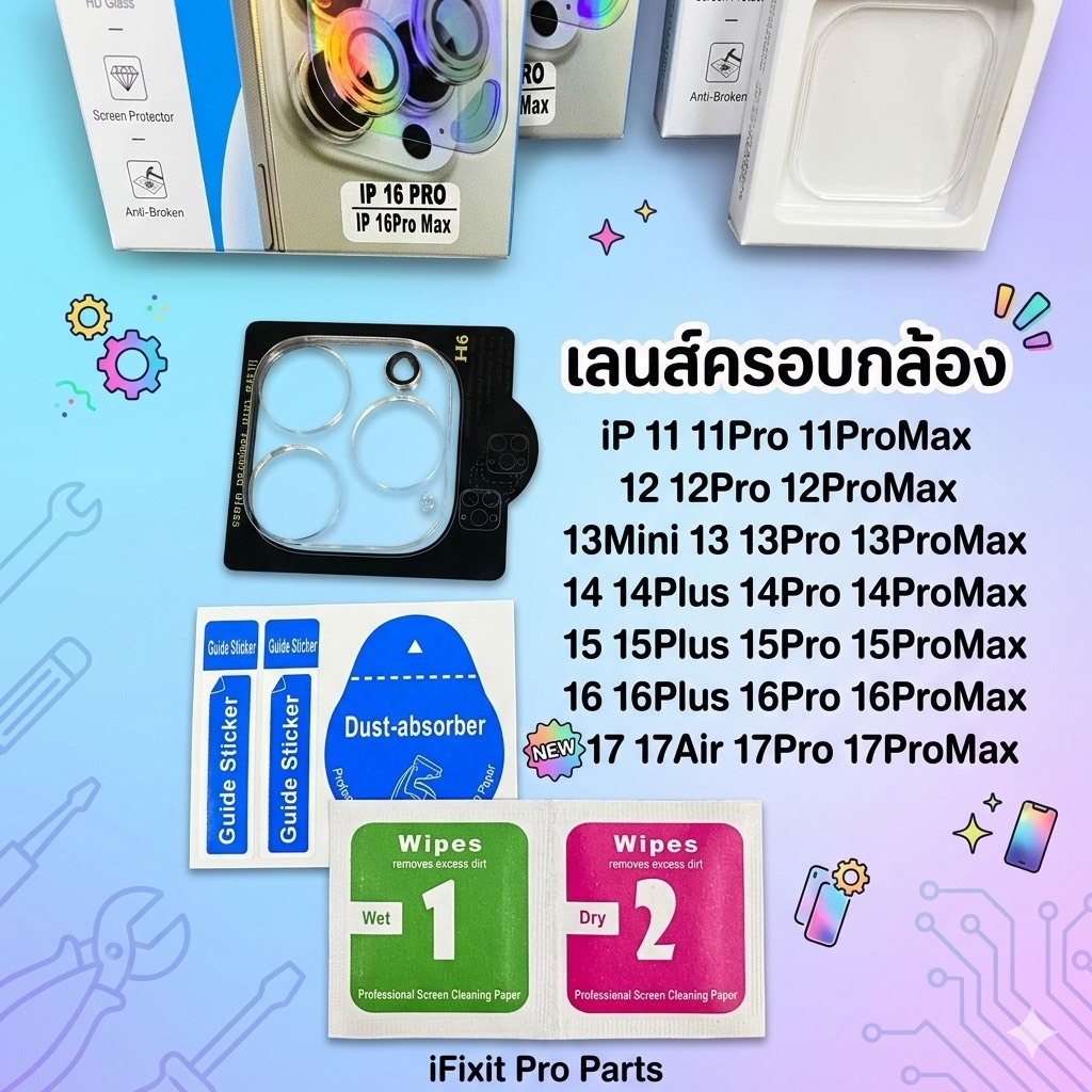 เลนส์ครอบกล้องขอบดำ-ขอบใส เฉพาะไอโฟน 11-11ProMax 12-12ProMax 13-13ProMax 14-14ProMax 15-15ProMax 16-16ProMax 17-17ProMax