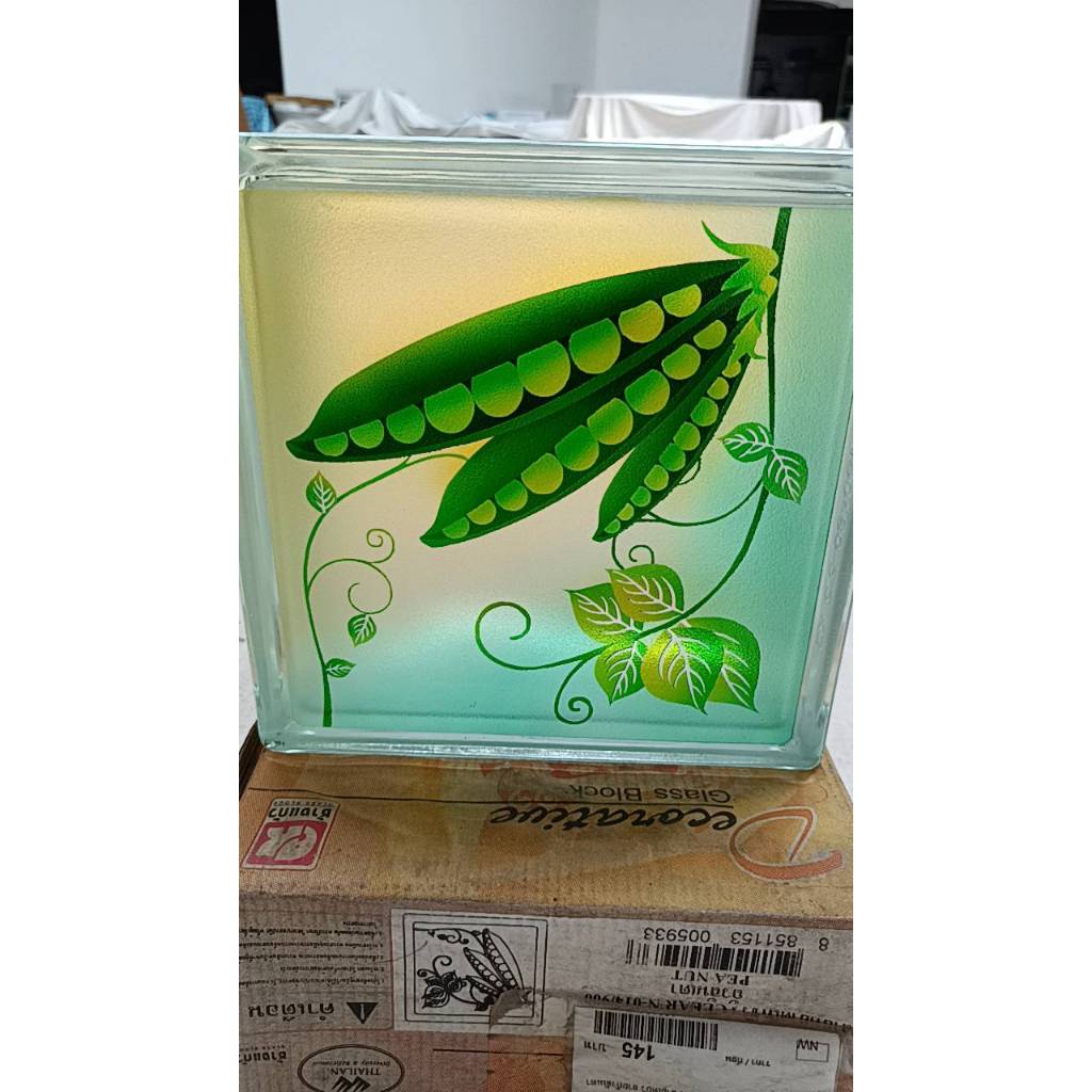 ช้างแก้ว N-014/900 บล็อกแก้ว ลายเดี่ยว ลายถั่วลันเตา 3inc