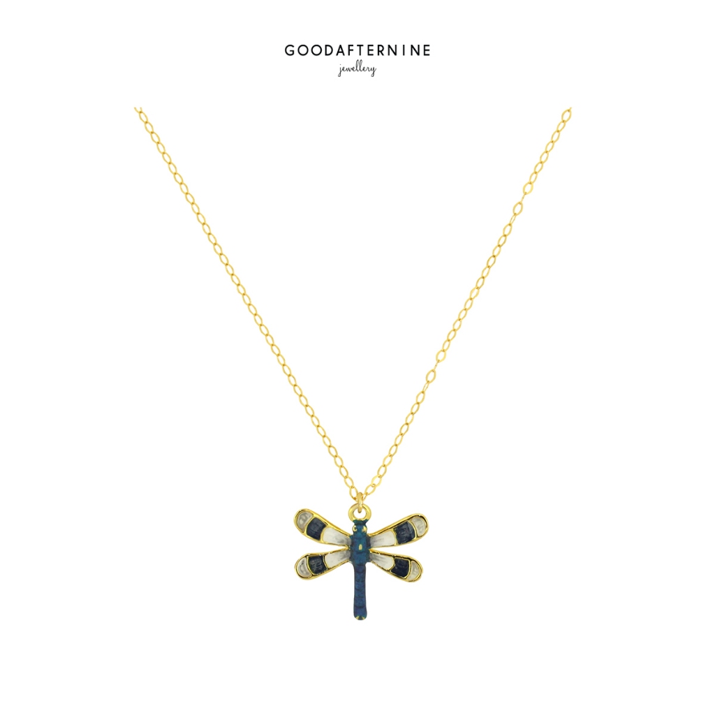 สร้อยคอจี้แมลงปอ สร้อยคอแมลงปอ GOODAFTERNINE - Morning Garden | Dragonfly Necklace, Enamel Jewelry