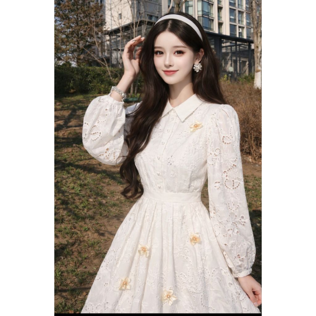 เดรสยาวปักทั้งชุด ลุคหวานละมุน"แบรนด์ JZRECO ”ให้ความรู้สึกสุภาพ อ่อนโยน มีเสน่ห์ใส่แล้วดูสง่างาม น่ารัก มีสไตล์
