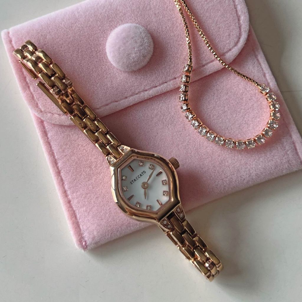 Oval Rosegold Watch + Tennis Bracelet Rosegold