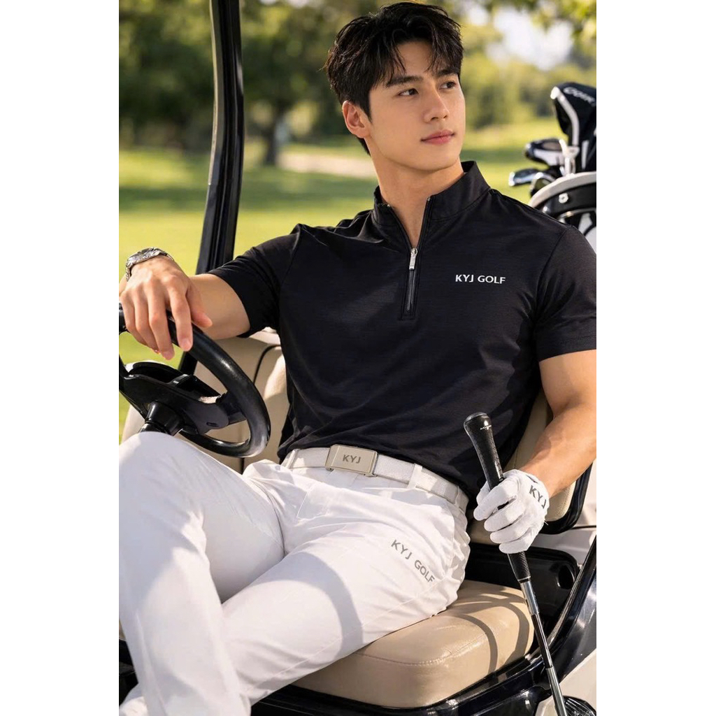 KYJ GOLF T-Shirt เสื้อสีดำ ผ้ายืด ผ้า Cool Tech ระบายเหงื่อได้ดี