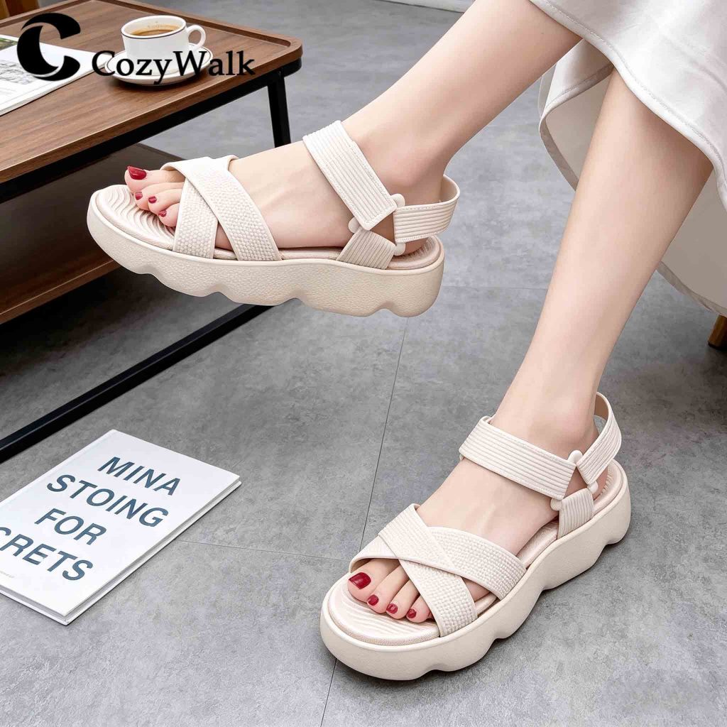 CozyWalk รองเท้าแตะแบบสวม ผู้หญิง รองเท้าแตะ แฟชั่นเกาหลี มีสายรัดส้น พื้นยางนิ่ม ใส่สวย มี 4 สี