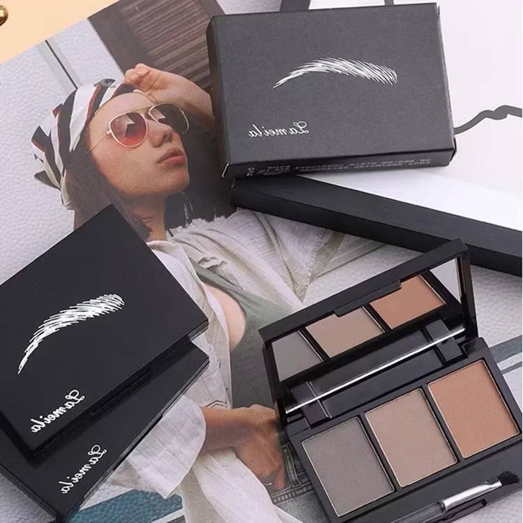 No.51.Lameila ที่เขียนคิ้ว เนื้อฝุ่น กันน้ำ พร้อมแปรงเขียนคิ้ว 3 สี พร้อมส่ง คิ้วฝุ่น เขียนคิ้วตลับ