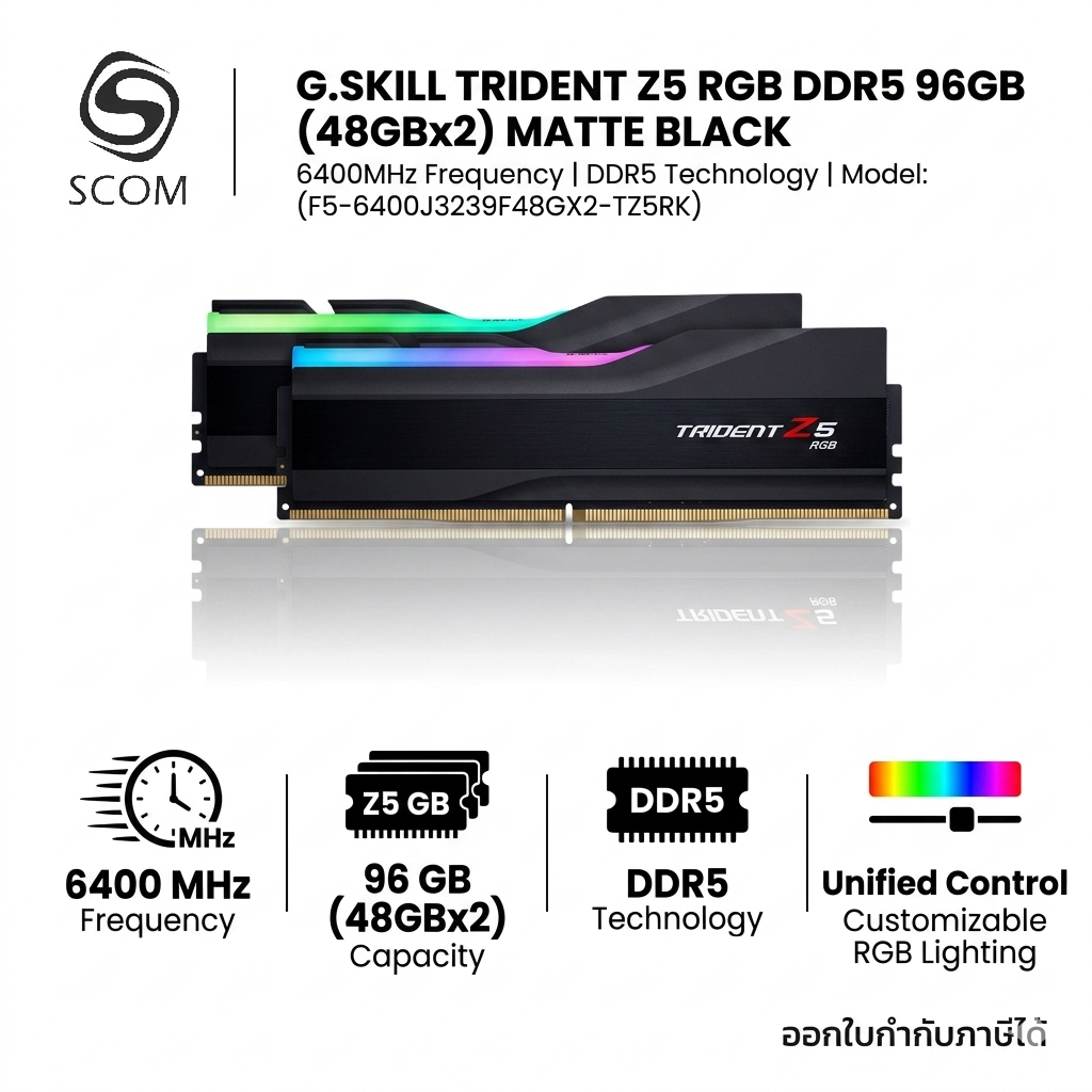 (RAM) G.SKILL TRIDENT Z5 RGB DDR5 96GB (48GBx2) (INTEL XMP) 6400MHz BLACK (F5-6400J3239F48GX2-TZ5RK)