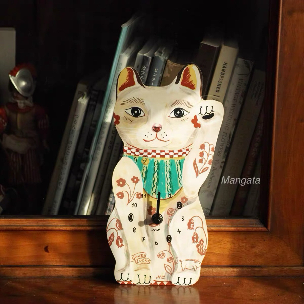 พร้อมส่งด่วน🐰 Nathalie Lete Lucky Cat Clock นาฬิกาแขวนผนัง แมวกวัก Maneki Neko ของแต่งบ้าน