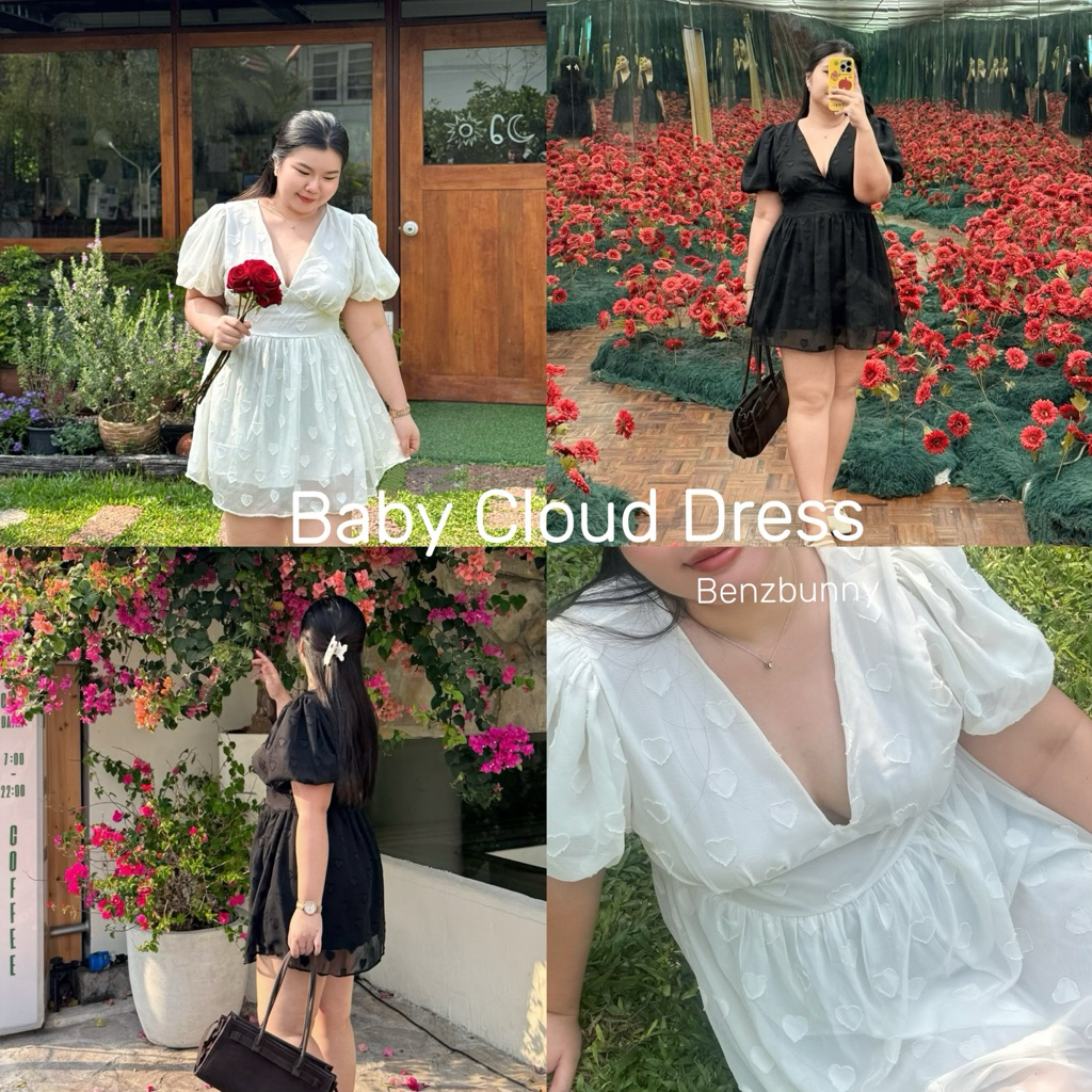 Benzbunny - Baby Cloud Dress สาวอวบ เดรสลายหัวใจมีซิปด้านหลัง ซับในทั้งตัว #3037