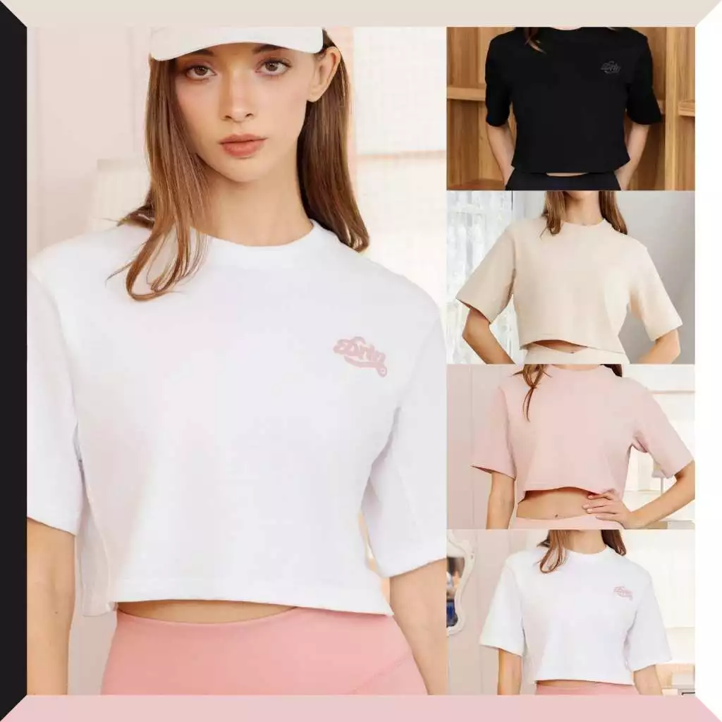 Darlyn - Supersoft Darlyn Crop Top เสื้อครอปผู้หญิง ผ้านุ่ม ใส่สบาย ระบายอากาศดี สกรีนนูน แมทช์ลุคเท่ 4 สี
