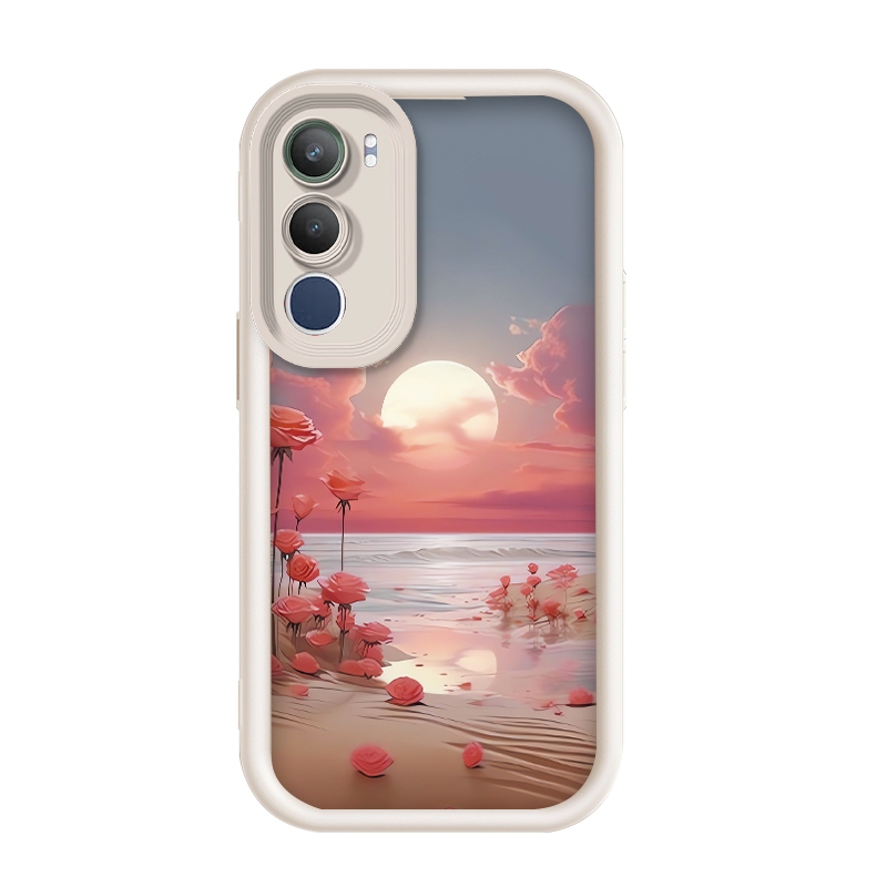เข้ากันได้ Vivo Y29 5G,โรแมนติก Sunset Beach Rose Ocean ความงามโทรศัพท์กรณี