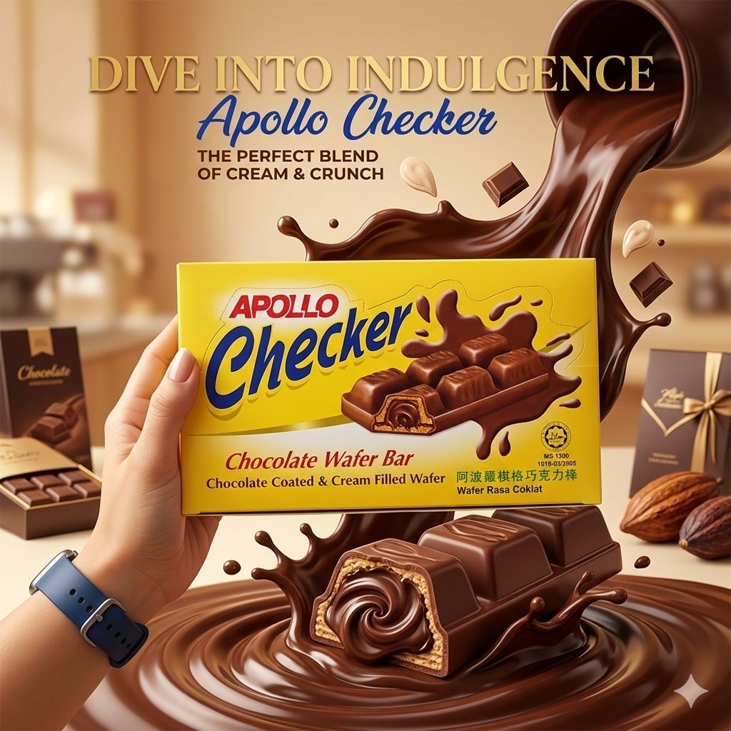 เวเฟอร์ Apollo Checker 1 กล่อง 24 ชิ้น