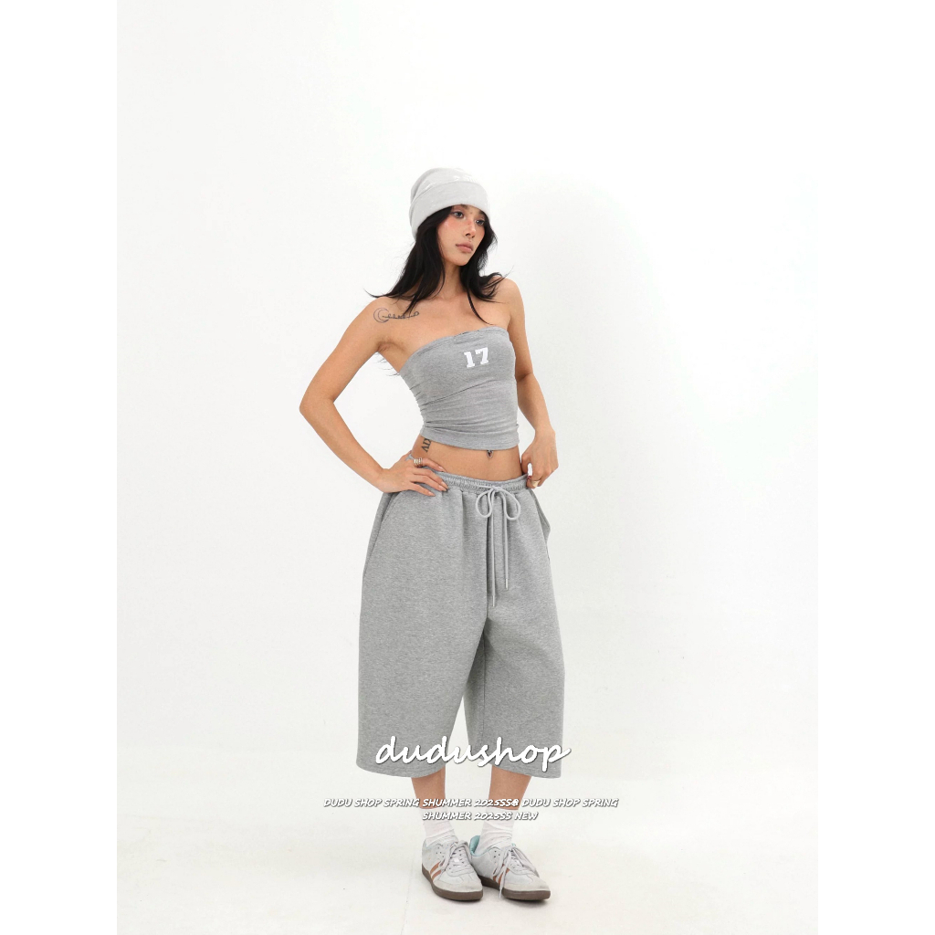 [Trendy casual cropped pants]เกาหลีรุ่นวินเทจลำลองผู้หญิงแจ๊สเต้นรำกว้างขากางเกงคาปรี