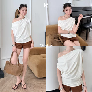 RICHYGIRL | Cherine Top เสื้อแขนกุดคอถ่วง เสื้อปาดไหล่ เรียบหรูดูแพง ผ้านุ่มเย็น (ฟรีไซส์/สาวอวบ)