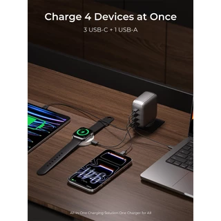 AUKEY PA-B10 Nova Pins 140W หัวชาร์จเร็ว GaN อะแดปเตอร์ 4 พอร์ต เปลี่ยนปลั๊กได้ทั่วโลก