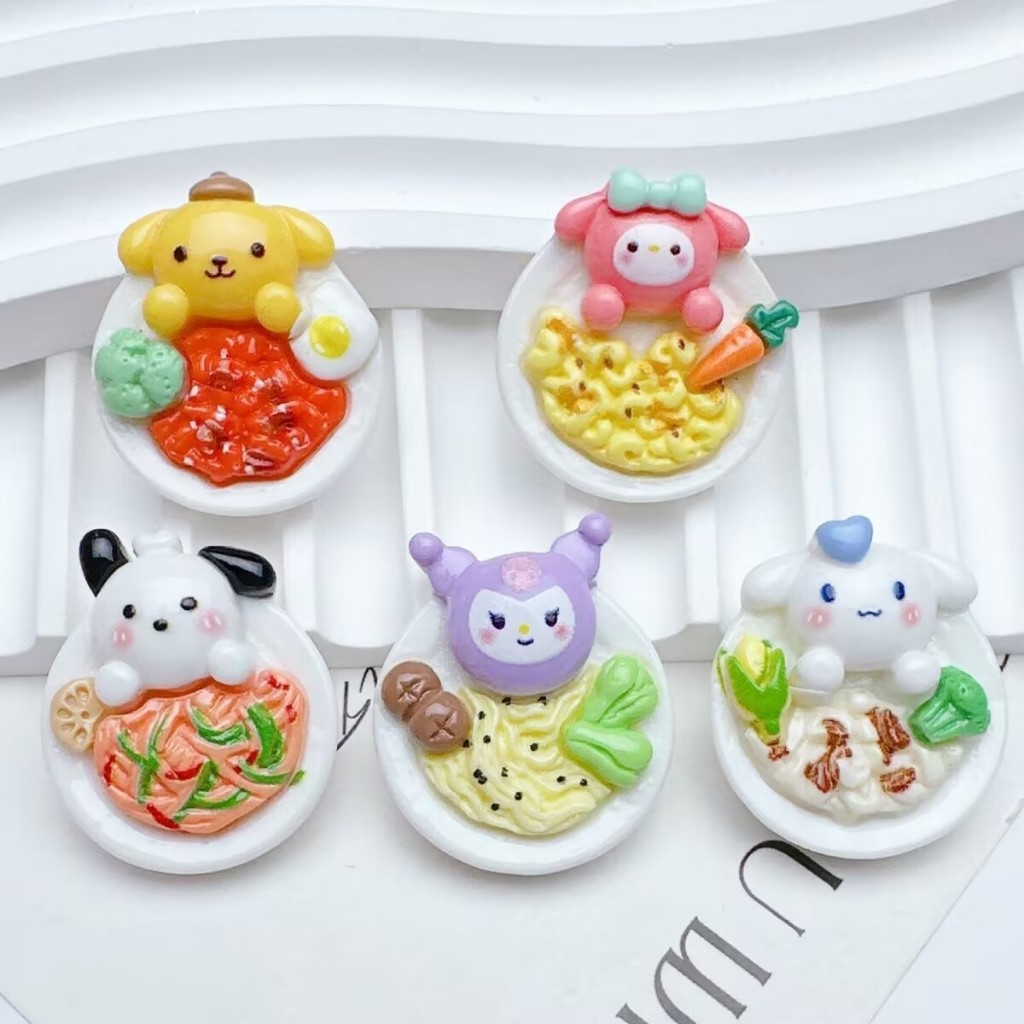 j108/1จานอาหารการ์ตูนของเล่นจิ๋วจำลองแพ็คละ 10 ชิ้น