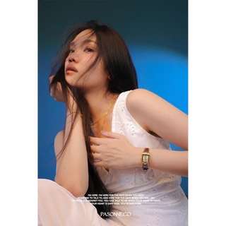 pasonne.co นาฬิกาข้อมือ รุ่น MEDTRA หน้าปัดเหลี่ยม วินเทจ