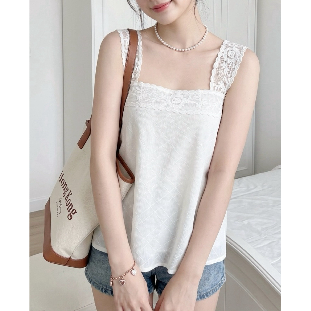 มีซับใน 🌟Mamildya.shop🌟 เสื้อสายเดี่ยวสายลูกไม้ใหญ่/S1-3 /TOT-เดี่ยวใหญ่⚫