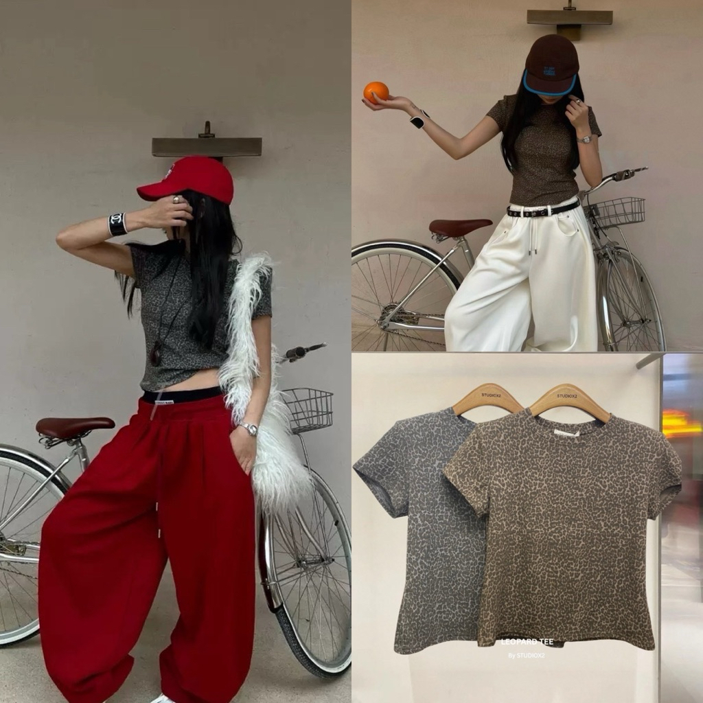 ส่งด่วน 🛵 #6504 STUDIOX2 LEOPARD BABY TEE  เสื้อยืดเบบี้ที ลายเสือ เสื้อผ้ายืดเนื้อนิ่ม