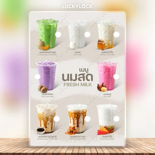 ป้ายเมนูเครื่องดื่ม รวมชุดแบบที่ 1 (มีวงสีขาว) ป้ายโปสเตอร์สำหรับร้านค้าและคาเฟ่ แบบเคลือบแข็ง