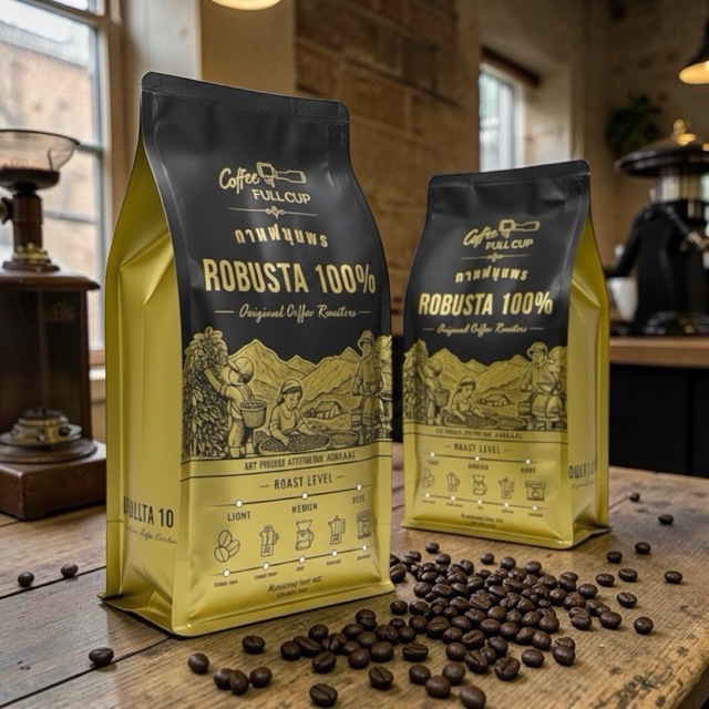 เมล็ดกาแฟคั่วโรบัสต้าชุมพร 500 กรัม  (บอดี้หนัก ขมละมุน สู้นมกำลังดี) คั่วใหม่ตามออเดอร์